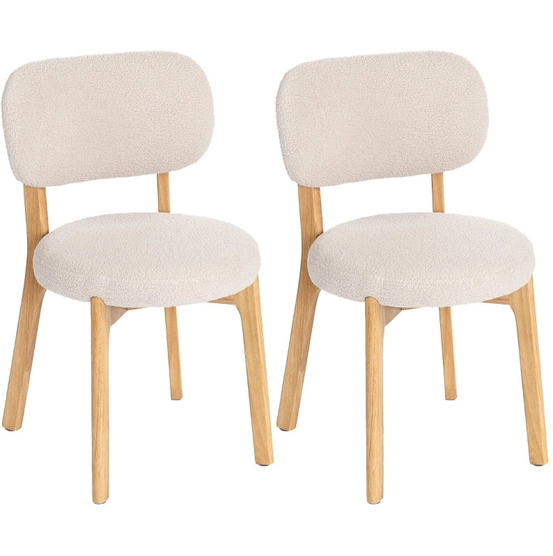 Set di 2 sedie da pranzo 46.5x52x80 cm con seduta ampia; schienale curvo; legno; crema