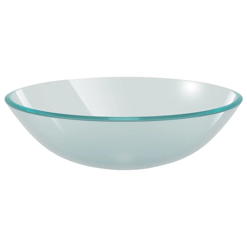 Lavandino con Rubinetto e Piletta-Lavabo-Lavello in Vetro Temperato Satinato 263232