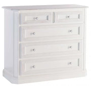 Cassettiera 5 cassetti legno abete shabby bianco consumato 116x51x101 (308) - Mobili 2G