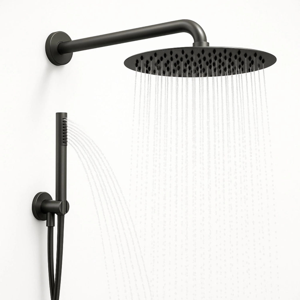 Set per doccia soffione tondo in acciaio inox 250 millimetri canna di fucile *** finitura- canna di fucile, confezione 1
