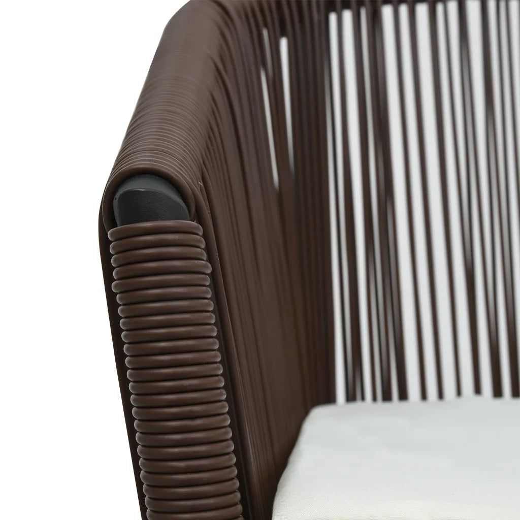Set da Bistrot 3 pz | Set Salotto da Giardino con Cuscini in Polyrattan Marrone