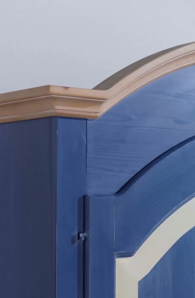 Armadio 2 porte in legno blu e miele shabby 125x60x200 (2202) - Mobili 2G