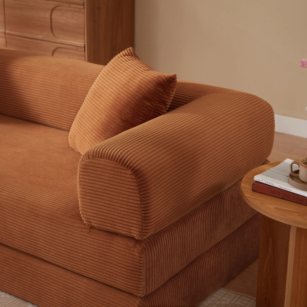 Divano letto modulare in velluto terracotta
