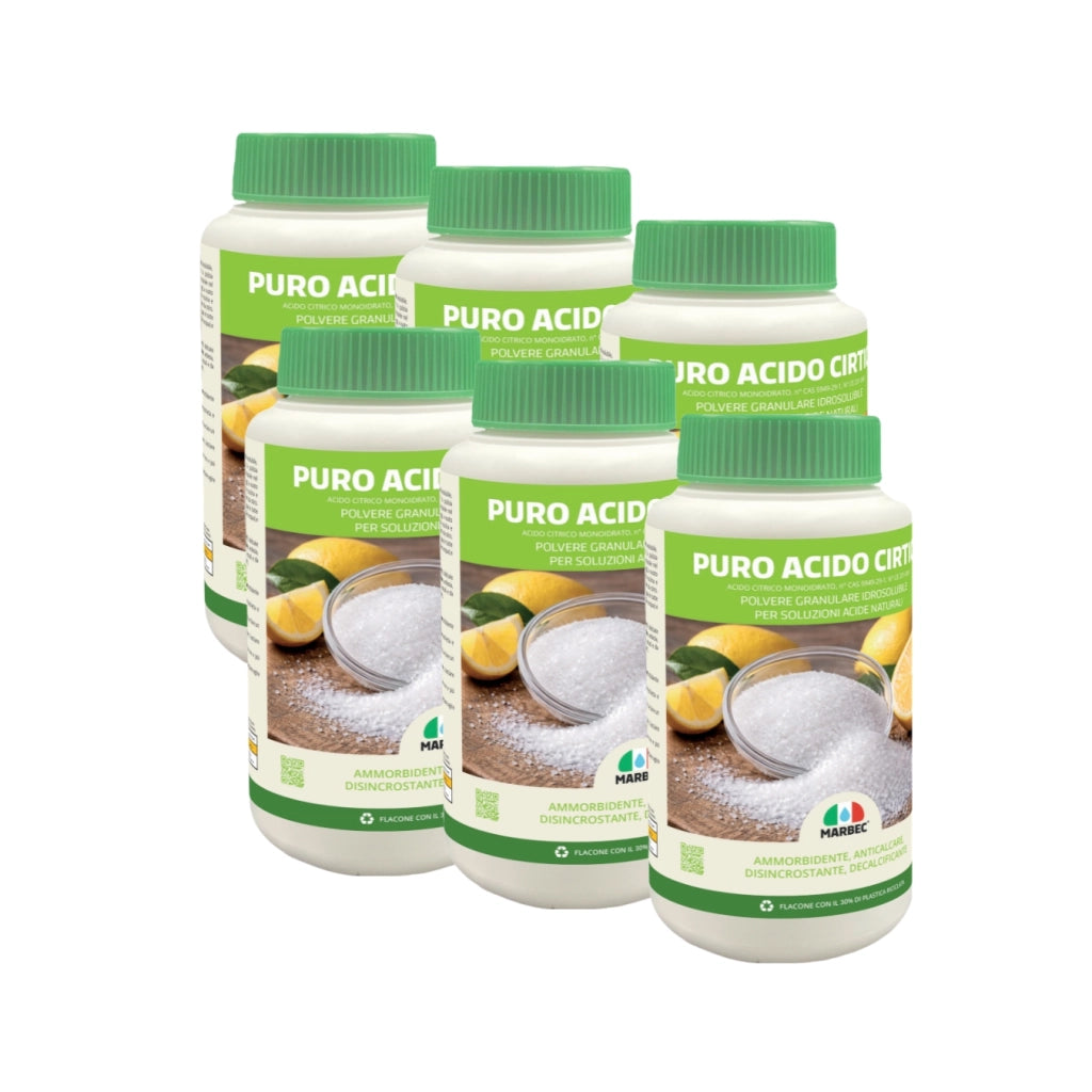 Detergente disincrostante versatile, anticalcare e ammorbidente naturale Marbec PURO ACIDO CITRICO - 1KGx6Pz