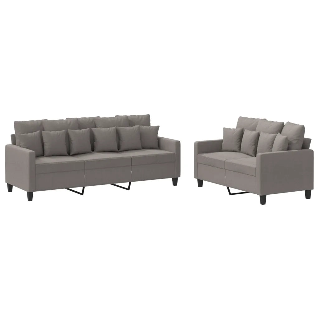 vidaXL Set di Divani 2 pz con Cuscini Tortora in Tessuto