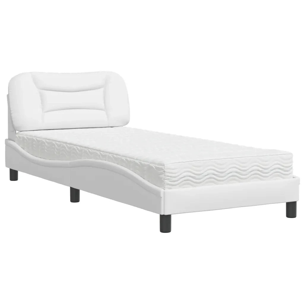 Letto con Materasso Hvar Bianco 90x200 cm in Similpelle