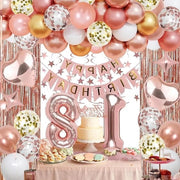 Decorazioni per festa di compleanno con palloncini rossi per festa di 18 anni con palloncini con foglia e numeri.
