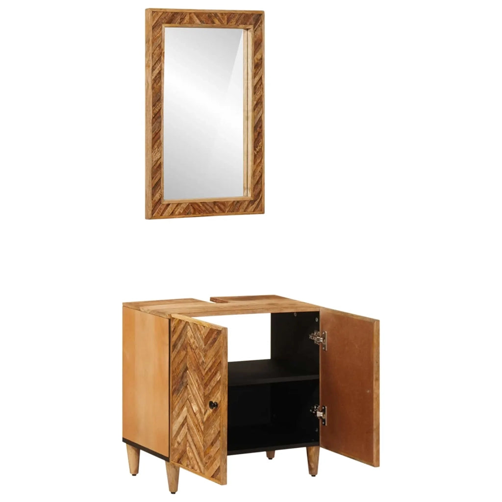 Set di Armadi da Bagno con porta 2 pcs Legno di mango massello 3310177
