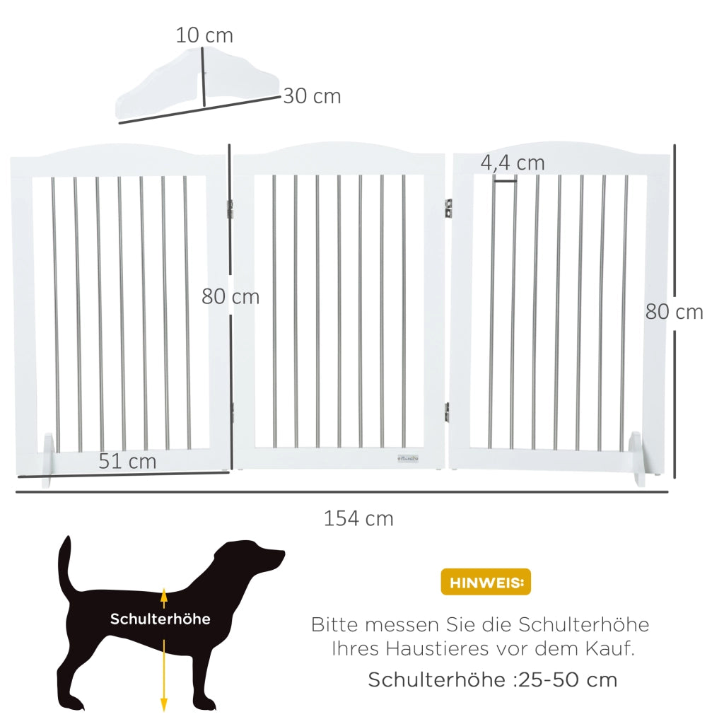 Barriera estensibile a forbice pieghevole per cani in MDF con supporti per porte e scale bianco 154 × 30 × 80 cm