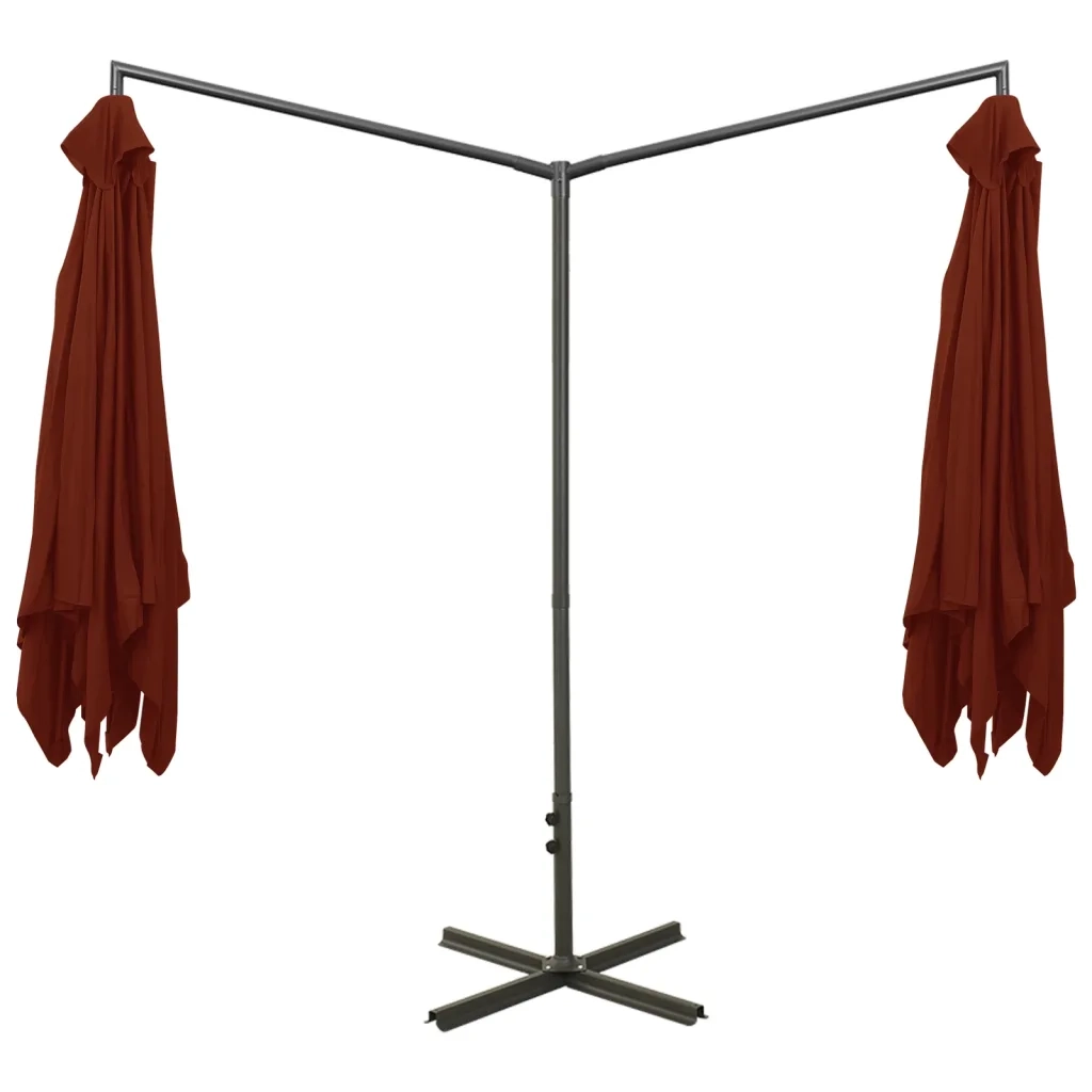 Ombrellone Doppio con Palo in Acciaio Terracotta 600x300 cm 312559