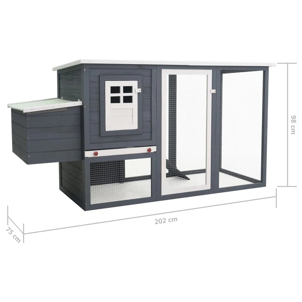 Pollaio da esterno con 1 nido 202 x 75 x 98 cm legno grigio 02_0001698