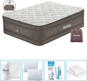 Letto gonfiabile 2 posti - 152 x 203 x 51 cm - Marrone - Inclusa pompa - Telo gonfiabile - Cuscino - Cuscino protettore e set di riparazione