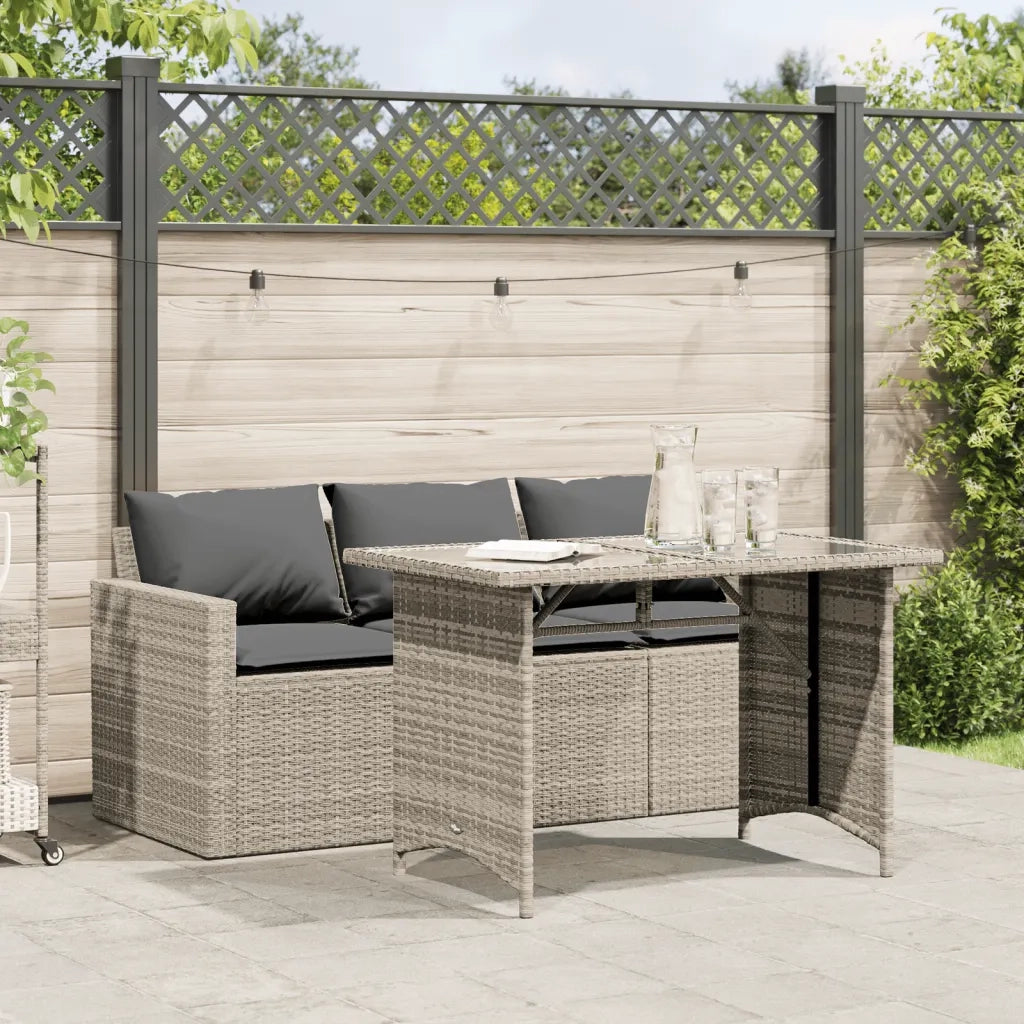 Set da Pranzo da Giardino 2 pz | Set Salotto da Giardino con Cuscini in Polyrattan Grigio