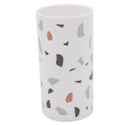Trade Shop - Bicchiere Porta Spazzolino Graniglia Bianco Multicolore Plastica 13x6.5cm 69840 -