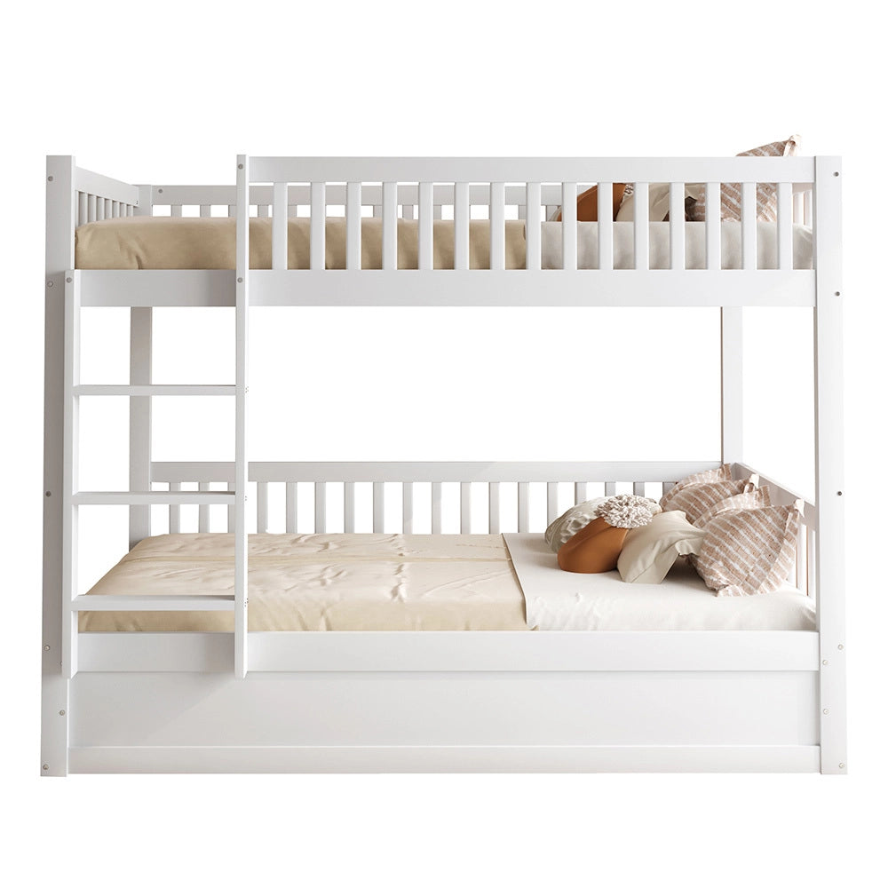 Letto a Castello/Cucce Bambini – Xylo – 90x200cm Legno Massello, Sollevamento Idraulico, Bianco, Robusto
