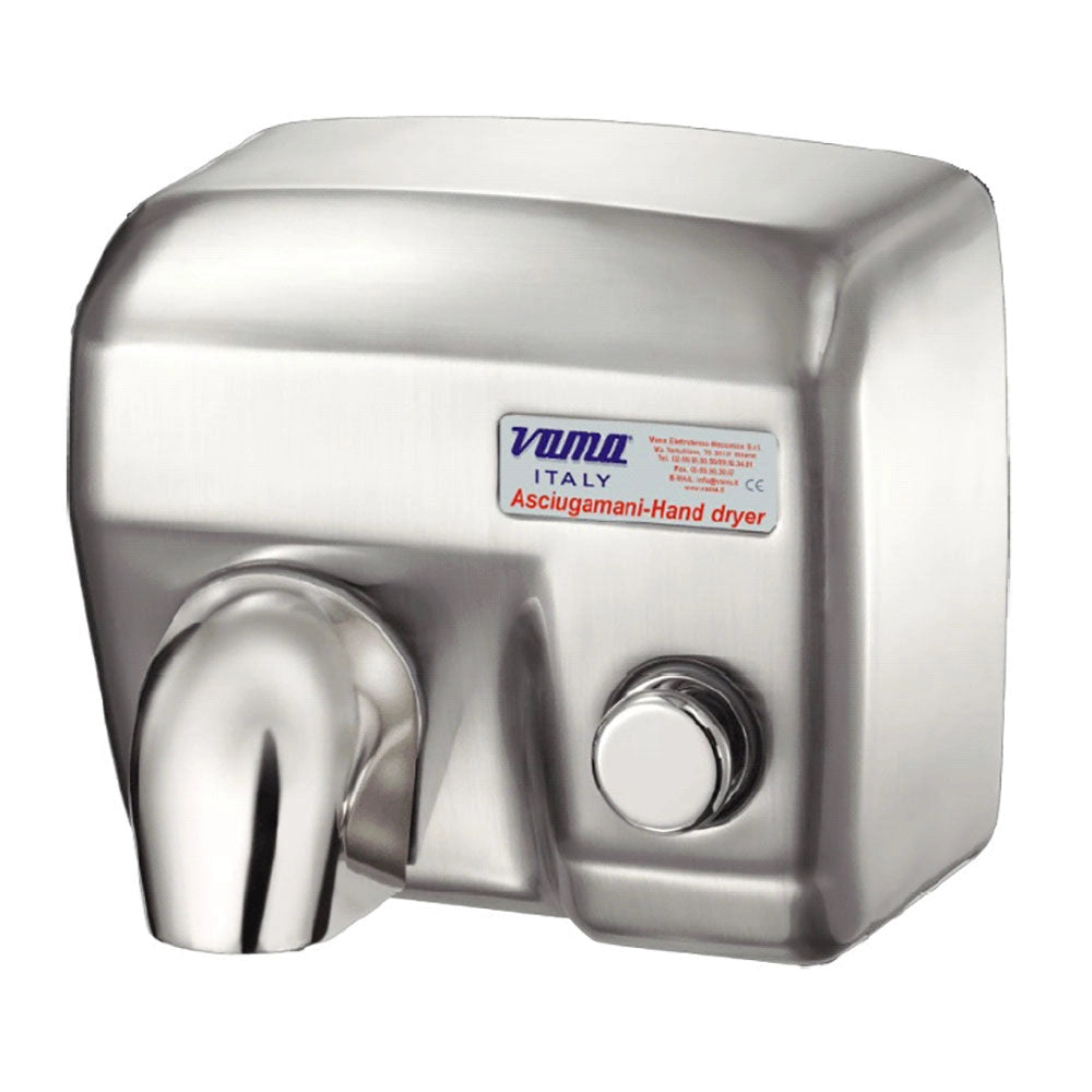 Asciugamani Elettrico Antivandalo con Pulsante 2400W Vama Ariel SP Acciaio Inox Satinato