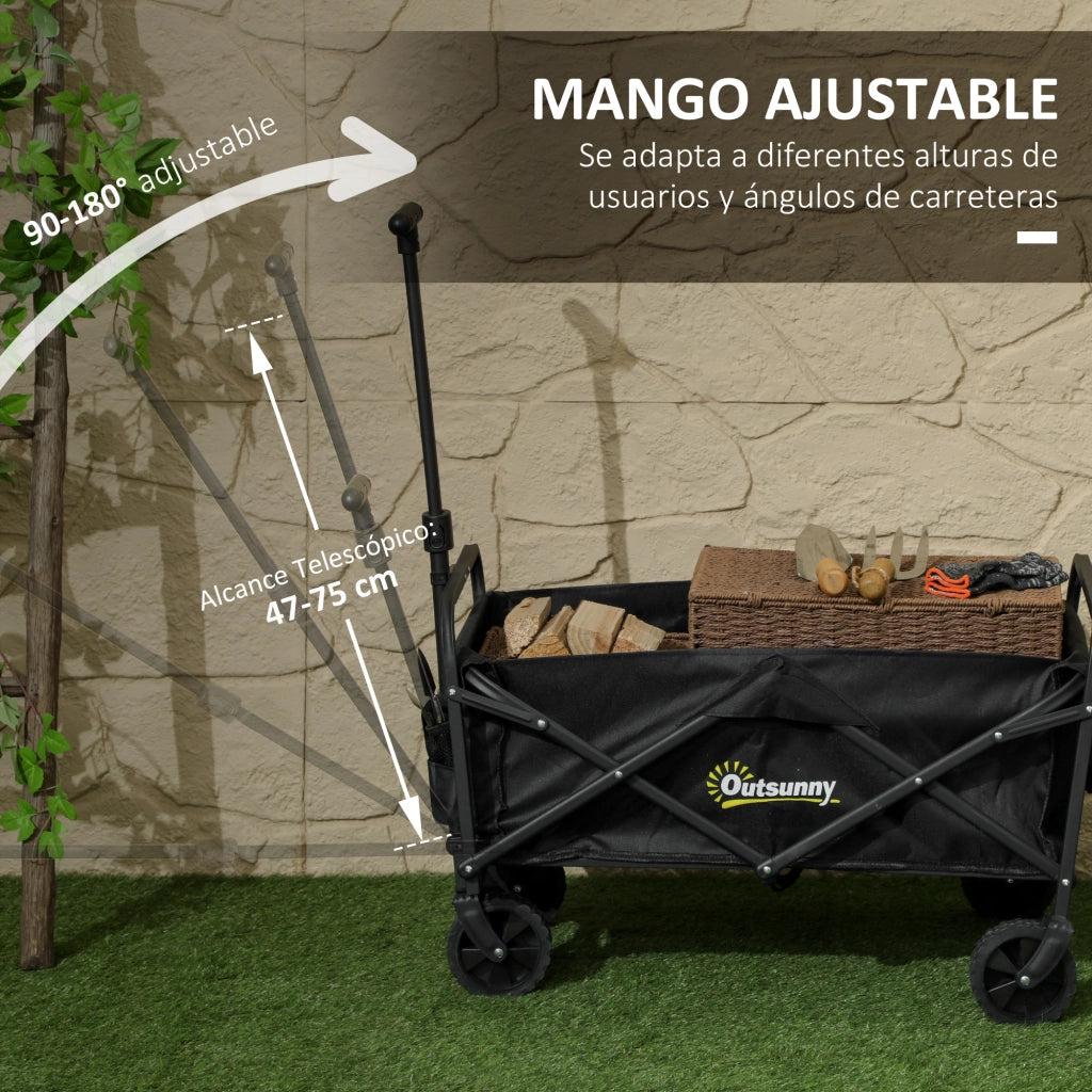 Carrello da Giardino Pleghevole con Ruote ¨C zephmum ¨C 64x42x27 cm Nero