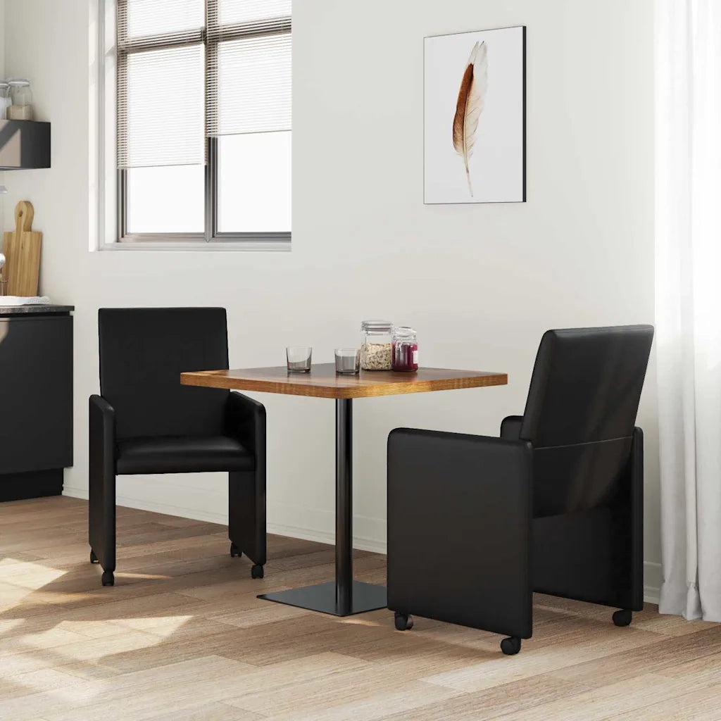 Sedie da Pranzo con Ruote con ruote 2 pcs Nero 57 x 66 x 94 cm 42017823