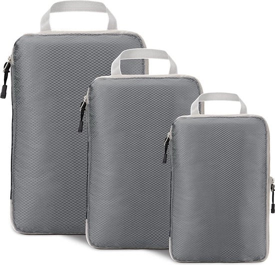 Zak 3-dimensionale compressione op - Organizzatore di valigia espandibile in cubo - Borse di stoccaggio impermeabili in nylon trasportabili - Organizzatore di bagagli - per articoli da viaggio - grigio