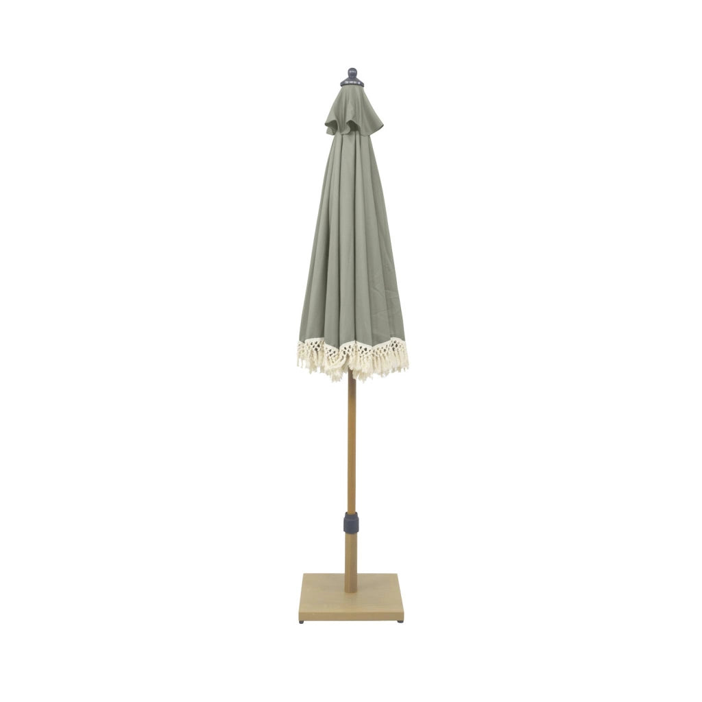 Ombrellone rotondo dritto con frange, ø2m, verde kaki