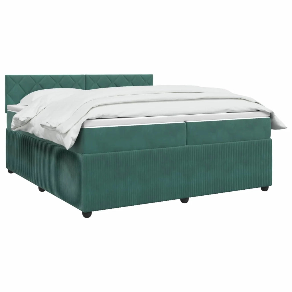 Letto box spring con materasso Verde Scuro 200 x 200 cm Velluto 3451754