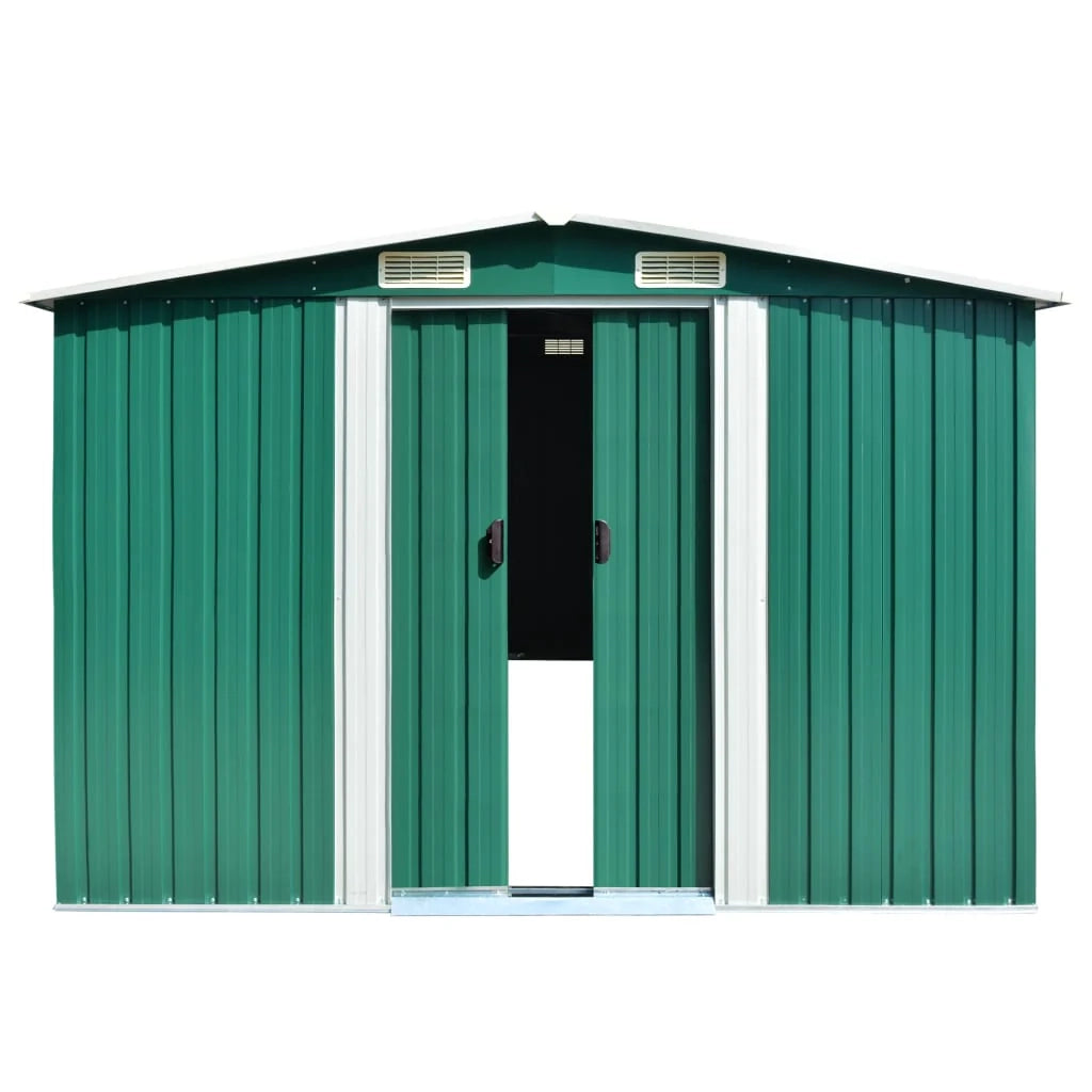 Casetta da giardino cabina ripostiglio casetta da esterno robusta casetta per attrezzi 257 x 580 x 181 cm metallo verde 02_0022177