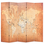 Paravento divisorio pieghevole divisorio mobile decorativo 200 cm design mappa del mondo giallo 0802040