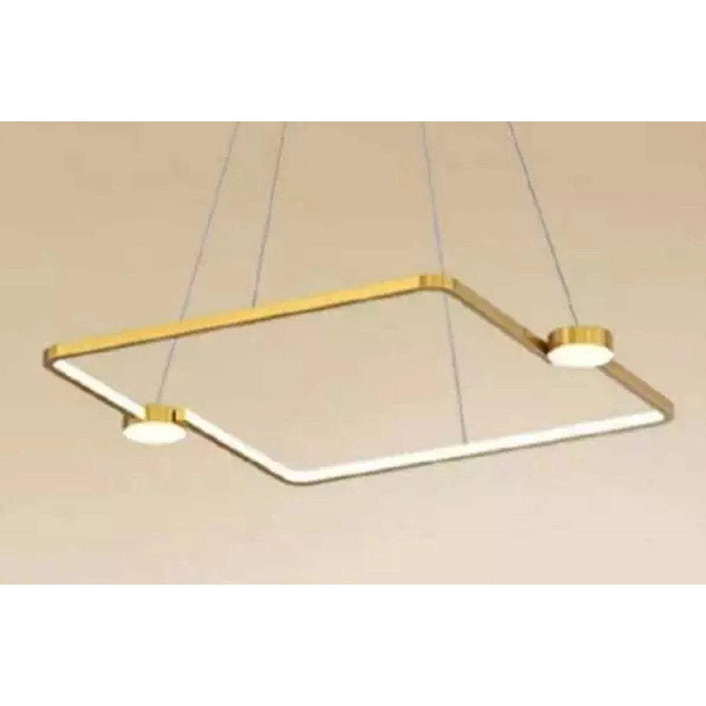 Trade Shop - Lampadario A Sospensione Led 30w Quadrato Con Telecomando Design Moderno Oro 71170 -