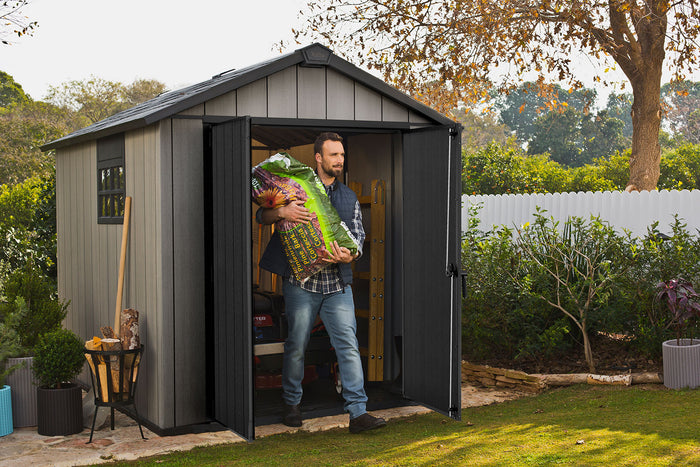 Casetta da Giardino 229x287x242 cm Keter Oakland 759 Duotech Effetto Legno Spazzolato Grigio