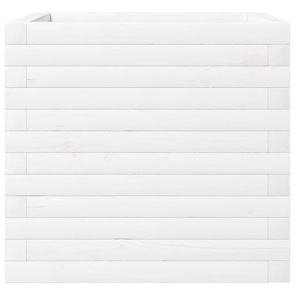 Fioriera da Giardino Bianca 50x50x46 cm Legno Massello di Pino