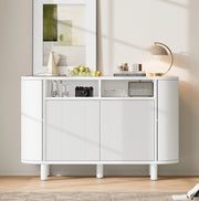 Sideboard 120x38x77 cm con vano ad arco e ripiani regolabili in MDF bianco