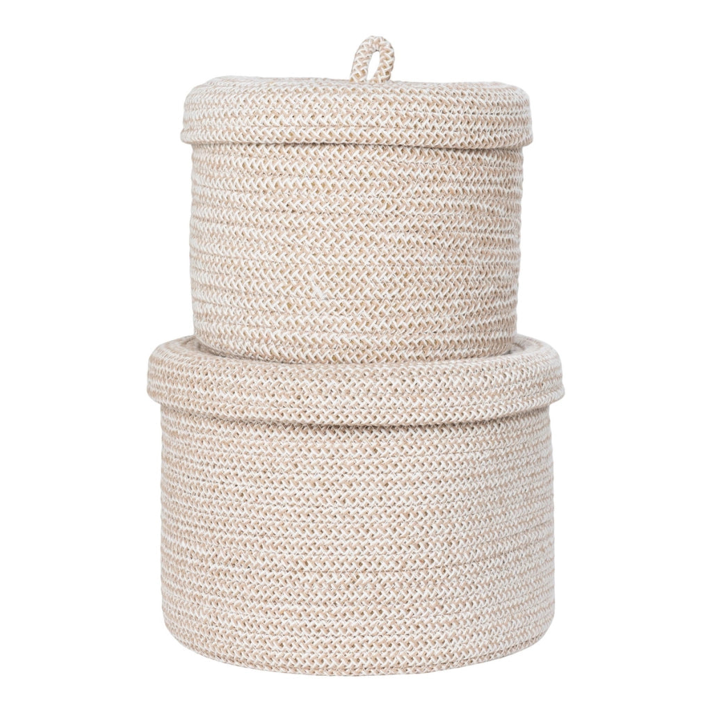 Set di 2 Cesti Portaoggetti Sebal, Beige, Cotone, 18x18x14 cm