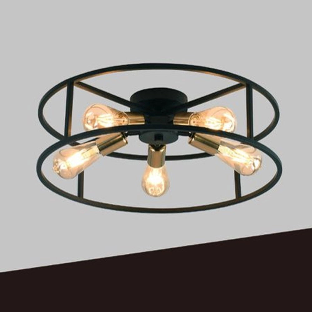 Trade Shop - Plafoniera Lampadario Da Soffitto Circolare Stile Industriale Lampada 5xe27 C71-5 -