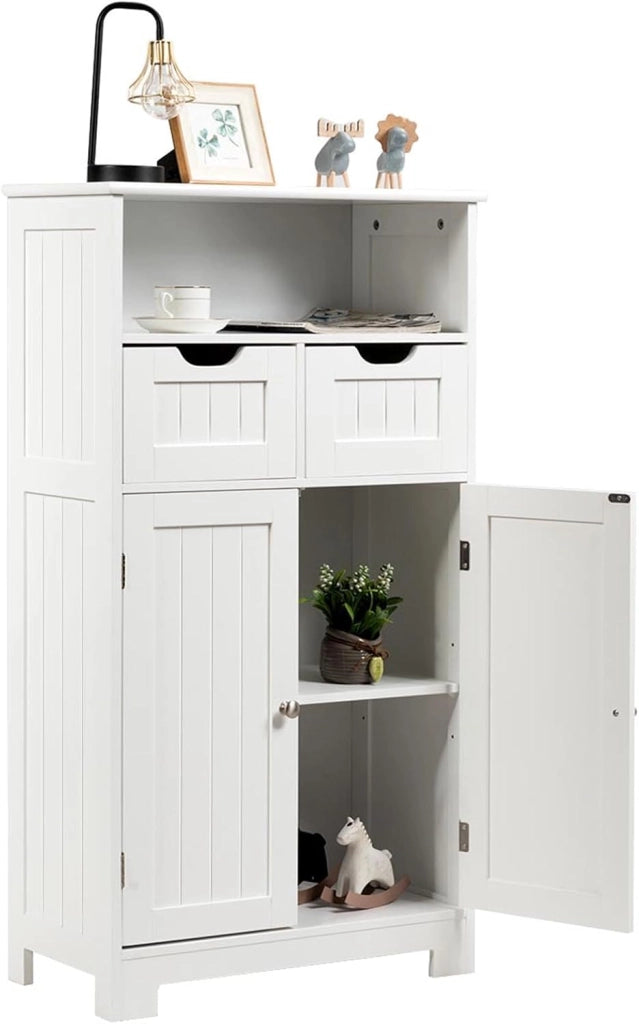 Mobile da Bagno con 2 Cassetti e 2 Armadi a Porta, 60 x 30 x 109 cm, Armadietto da Terra Autoportante in MDF, Armadio d’Archivio per Soggiorno, WC, Camera da Letto, Cucina (Grigio)