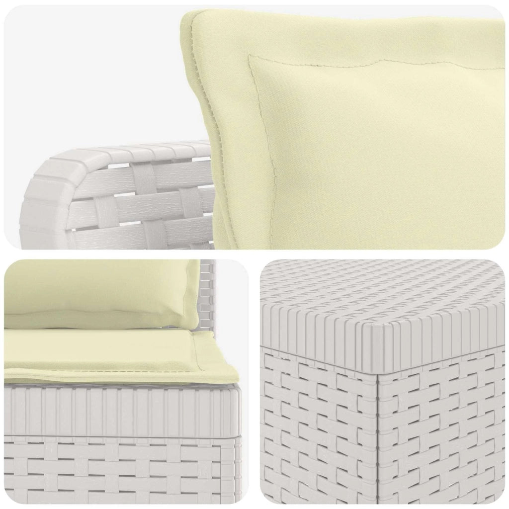 Divano da Giardino 5 Posti con Cuscini Stile Rattan PP Bianco 3444058