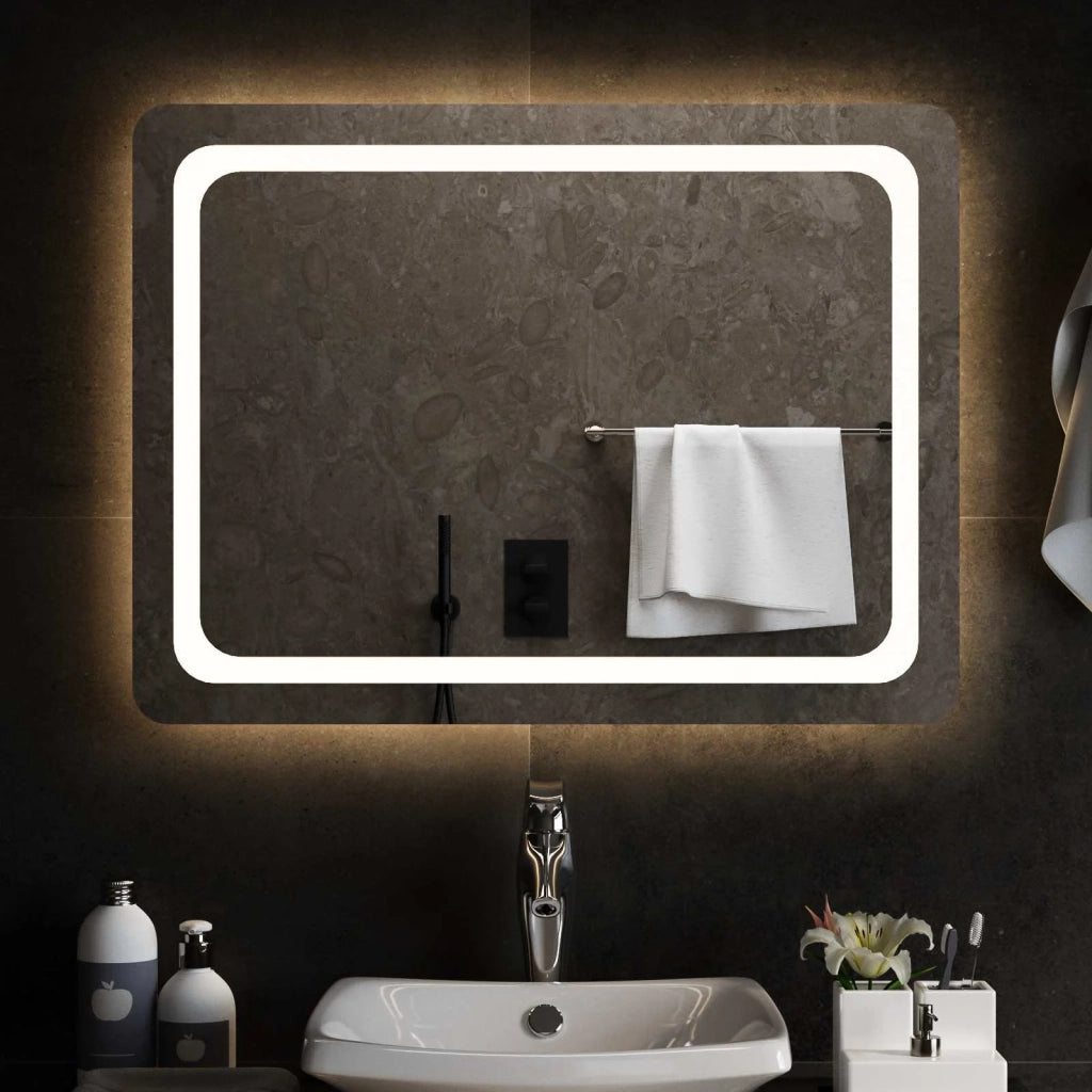 Specchio da bagno LED Trasparente 80 x 60 cm vetro temperato 42045837