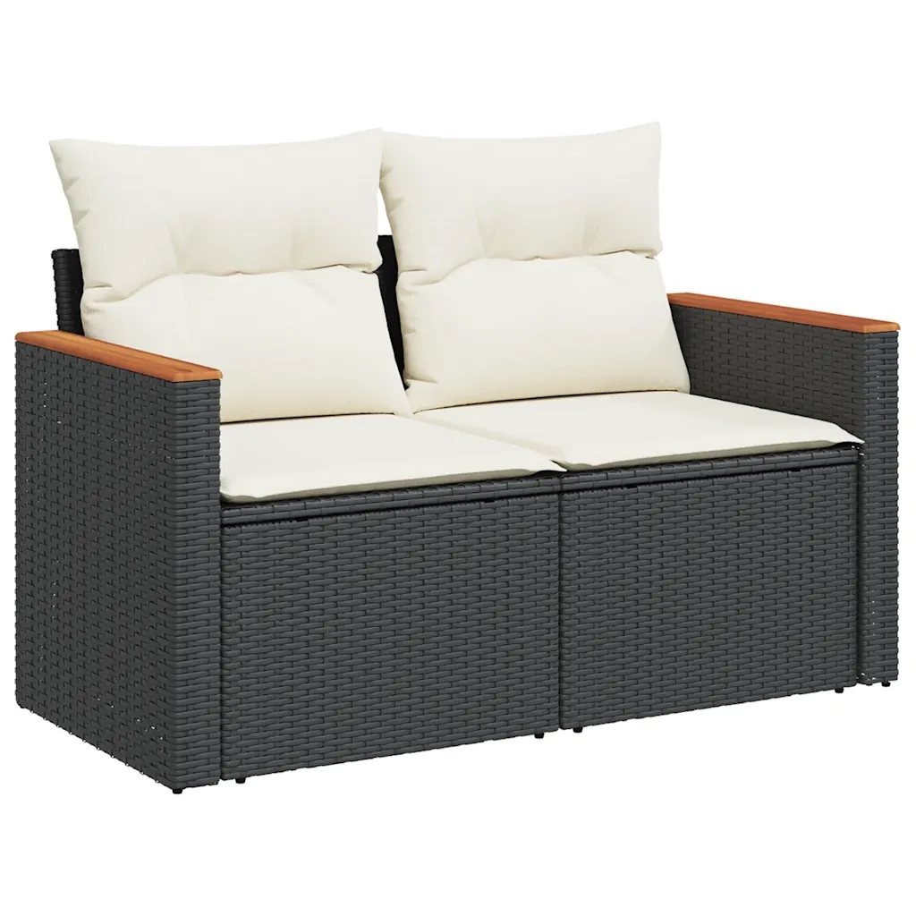 Set Divani da Giardino 11 pz con Cuscini in Polyrattan Nero 3226497