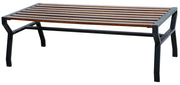TAVOLO VALY IN ACCIAIO CON DOGHE IN LEGNO 122X60XH42 cm