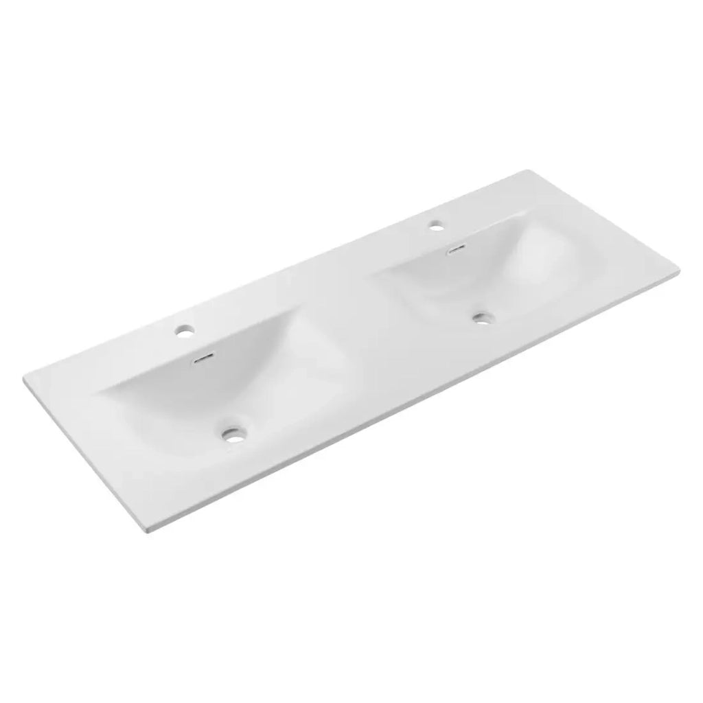 Lavabo da incasso VELOA 120 cm doppio lavabo ceramica bianco lucido design