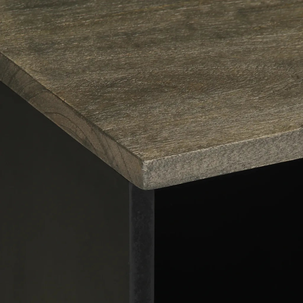 Mobile Porta TV Nero 80x33x46 cm in Legno Massello di Mango 4017701