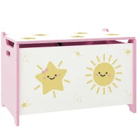 Baule Portagiochi con Coperchio per Bambini per Giocattoli e Vestiti, 60x37x39 cm, Rosa