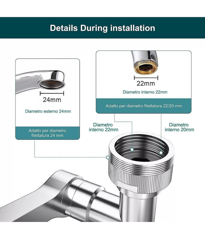 Aeratore Filtro Raccordo Per Rubinetto Miscelatore Rompigetto Doppio Snodo 87999         