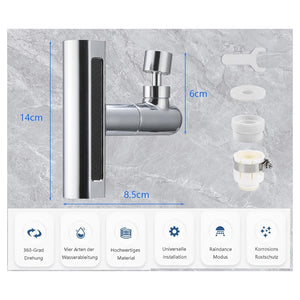 Trade Shop - Aeratore Per Rubinetto 4 In 1 Lavello Estensione Cascata Per Cucina Bagno Argento         