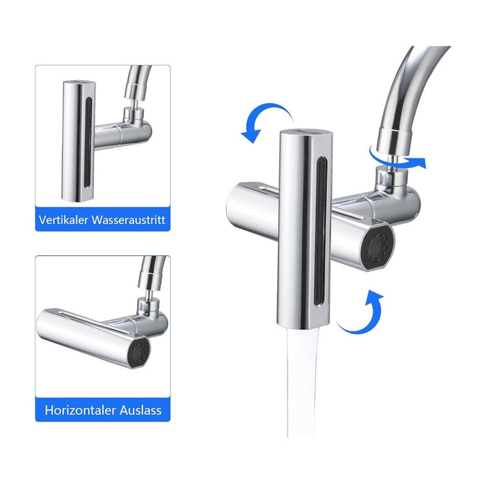 Trade Shop - Aeratore Per Rubinetto 4 In 1 Lavello Estensione Cascata Per Cucina Bagno Argento         