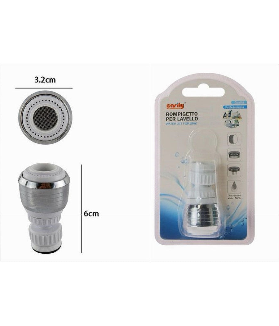 Aeratore Rompigetto Per Rubinetto Lavello Cucina Cromato Bianco Con Snodo 69267         