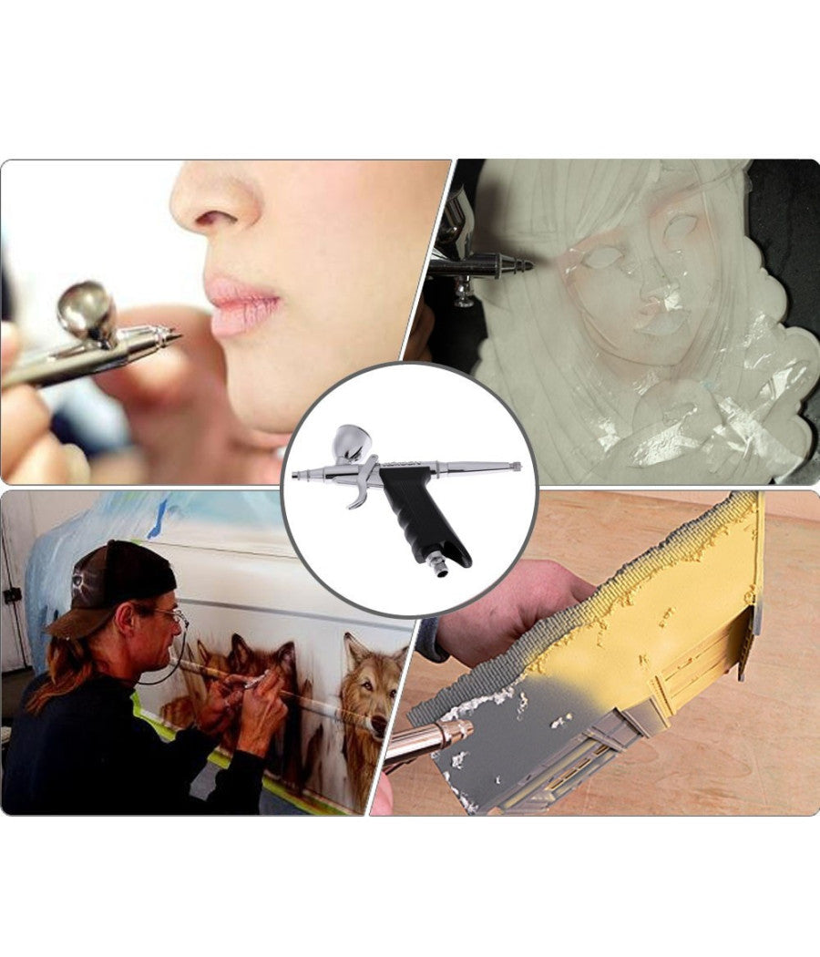 Aerografo Doppia Azione Tratto Fine 0,3mm Aeropenna Aria Compressa Serbatoi         