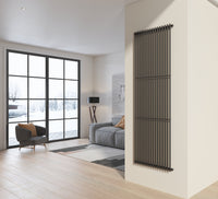 Radiatore design 200x66 cm (16 tubi) in acciaio grigio opaco a tubi tondi interasse verticale H200 PISA