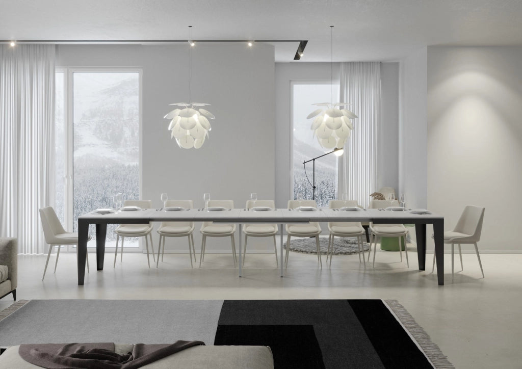 Tavolo allungabile 90x180/440 cm Flaris Evolution Bianco Frassino telaio Antracite