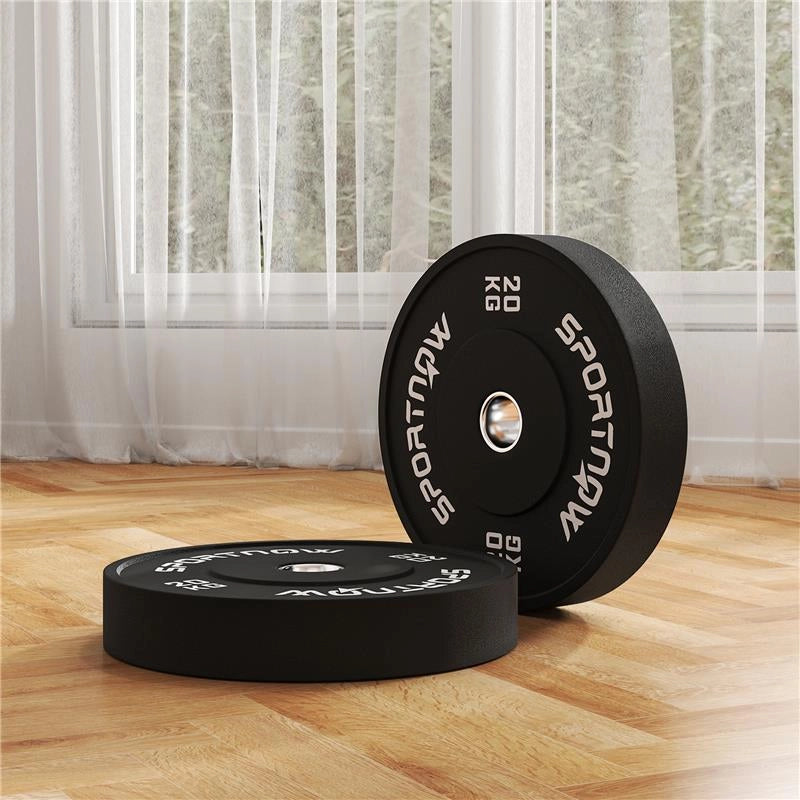 SET 2 DISCHI PESI DA 20KG IN GOMMA CON FORO DA 2"/5 CM PER MANUBRI E BILANCIERI NERO