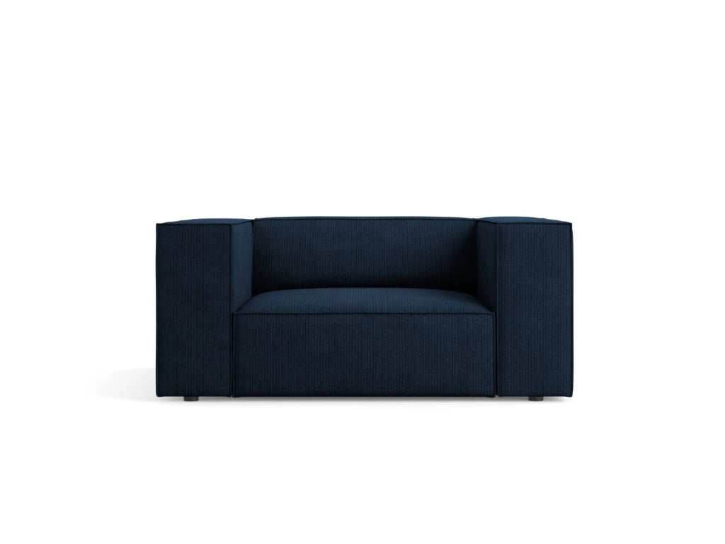 Cosmopolitan Design - Poltrona "Arendal" in ciniglia con effetto a coste blu reale 